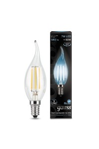 Светодиодная лампа Gauss LED Filament СА37 E14 7W 580lm 4100К 1/10/50