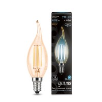 Светодиодная лампа Gauss LED Filament СА37 E14 5W 420lm 4100K Golden 1/10/50