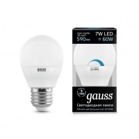 Светодиодная лампа Gauss LED G45-dim E27 7W 590lm 4100К Диммируемая 1/10/100