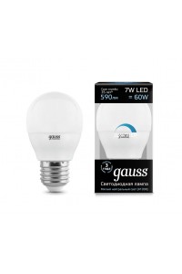 Светодиодная лампа Gauss LED G45-dim E27 7W 590lm 4100К Диммируемая 1/10/100