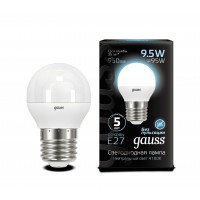 Светодиодная лампа Gauss LED G45 E27 9.5W 950lm 4100K 1/10/50