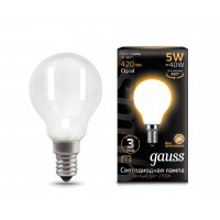 Светодиодная лампа Gauss LED Filament G45 OPAL E14 5W 420lm 2700K 1/10/50
