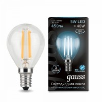 Светодиодная лампа Gauss LED Filament G45 E14 5W 450lm 4100K 1/10/50