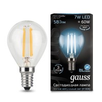 Светодиодная лампа Gauss LED Filament G45 E14 7W 580lm 4100K 1/10/50