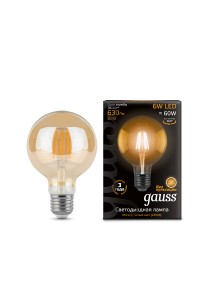 Светодиодная лампа Gauss LED Filament G95 E27 6W Golden 550lm 2400K 1/20