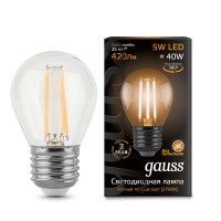 Светодиодная лампа Gauss LED Filament G45 E27 5W 420lm 2700K 1/10/50