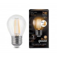 Светодиодная лампа Gauss LED Filament G45 E27 7W 550lm 2700K 1/10/50
