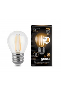 Светодиодная лампа Gauss LED Filament G45 E27 7W 550lm 2700K 1/10/50