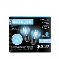 Светодиодная лампа Gauss Filament G45 E27 5W 4100К 2/100 (2 лампы в упаковке)
