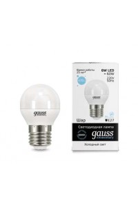 Светодиодная лампа Gauss LED Elementary G45 6W E27 470lm 6500K 1/10/100