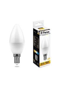 Лампа светодиодная Feron E14 5W 2700K Свеча Матовая LB-72 25400
