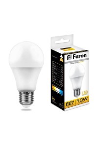 Лампа светодиодная Feron E27 10W 2700K Шар Матовая LB-92 25457