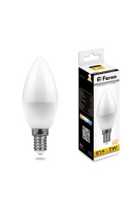 Лампа светодиодная Feron E14 7W 2700K Свеча Матовая LB-97 25475