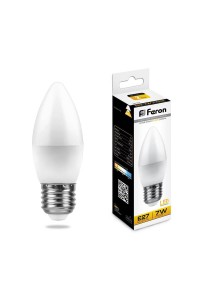 Лампа светодиодная Feron E27 7W 2700K Свеча Матовая LB-97 25758