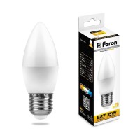 Лампа светодиодная Feron E27 5W 2700K Свеча Матовая LB-72 25764