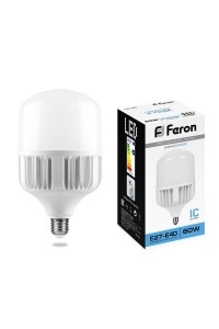 Лампа светодиодная Feron E27-E40 60W 6400K Цилиндр Матовая LB-65 25782