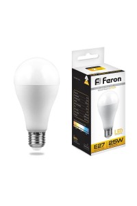 Лампа светодиодная Feron E27 25W 2700K Шар Матовая LB-100 25790