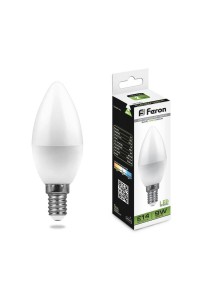 Лампа светодиодная Feron E14 9W 4000K Свеча Матовая LB-570 25799