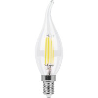 Лампа светодиодная филаментная Feron E14 9W 4000K Свеча на ветру Прозрачная LB-74 25962